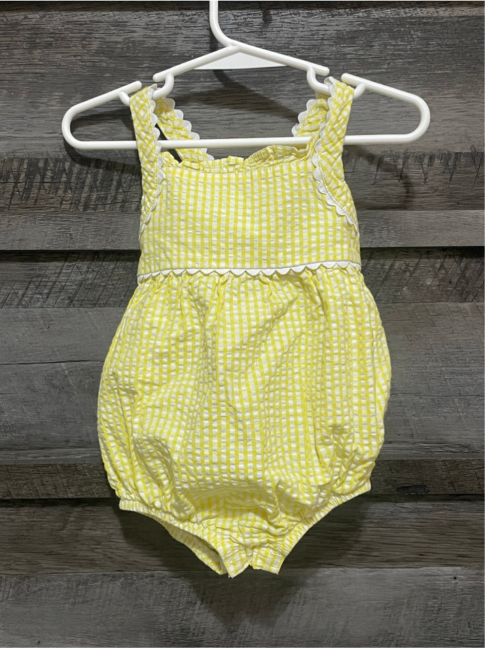Starting Out Yellow Gingham Seersucker Bubble Girls 0-3 Months Romper